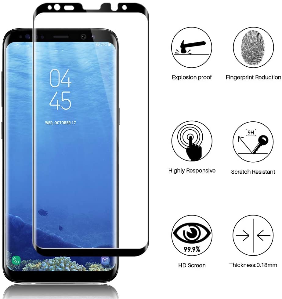 Galaxy S9 [Updated Version] 3D Glass High Response Case Friendly Full Adhesive Glue Tempered Glass